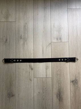 Yves Saint Laurent Auth Black Webbing Belt with Silver Hardware. Fits XS to M